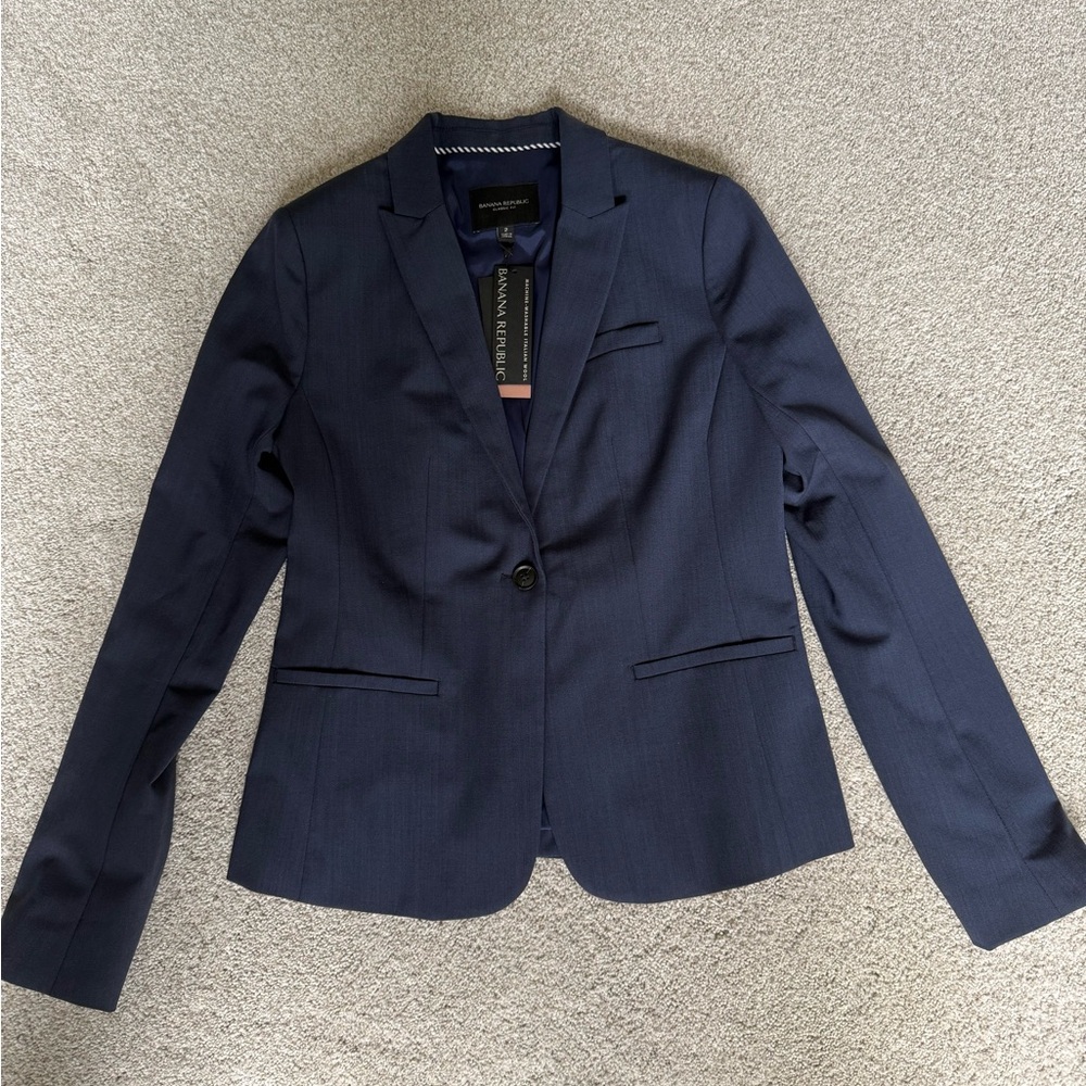 Banana Republic Blue Blazer Tailored Suit Jacket